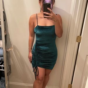 Emerald color suede dress